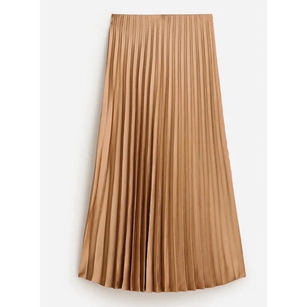 NWT J. Crew Gwyneth Pleated Midi Slip Skirt in Camel Tan Women’s XS & XXS BN757